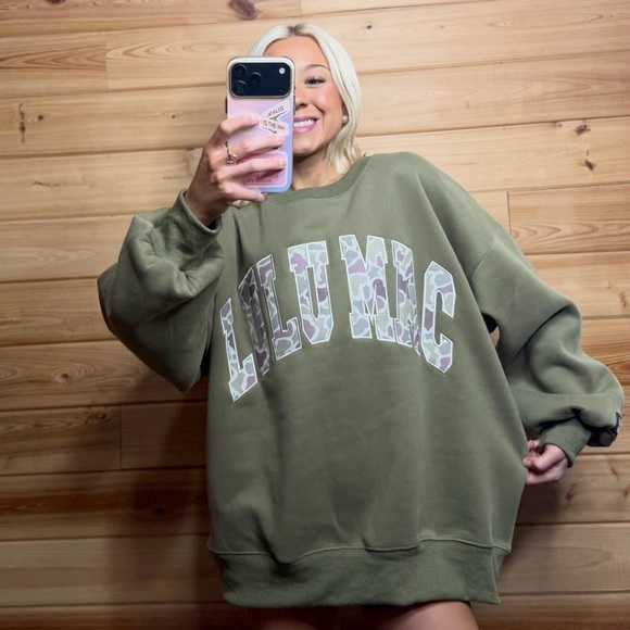 Green Camo Lulu Mac Sweatshirt NWT - Picture 2 of 4